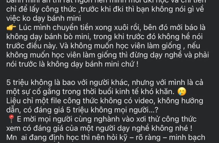 BỎ RA 5 TRIỆU ĐỂ MUA CÔNG THỨC LÀM BÁNH, CÔ GÁI NHẬN VỀ 2 TRANG NOTE VÀ LỜI NHẮN “KHÔNG MUỐN EM LÀM GIỐNG CHỊ” 