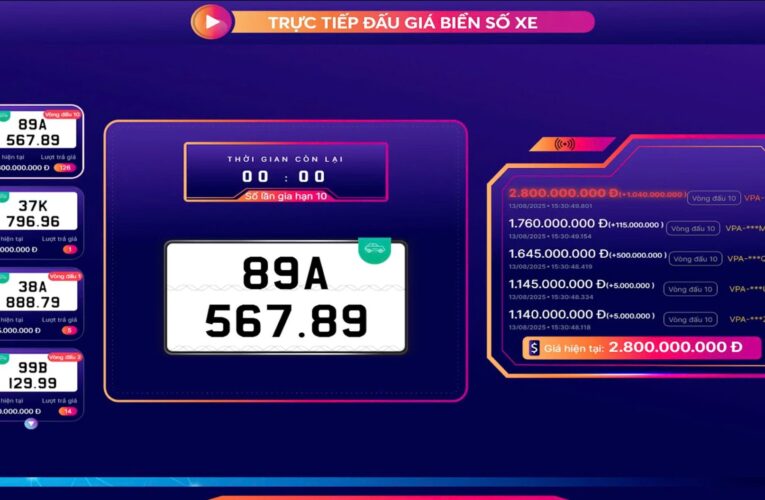 Biển số ô tô tỉnh Hưng Yên 89A-567.89 đấu giá lần 4, trúng 2,8 tỷ đồng: Liệu có bỏ cọc?